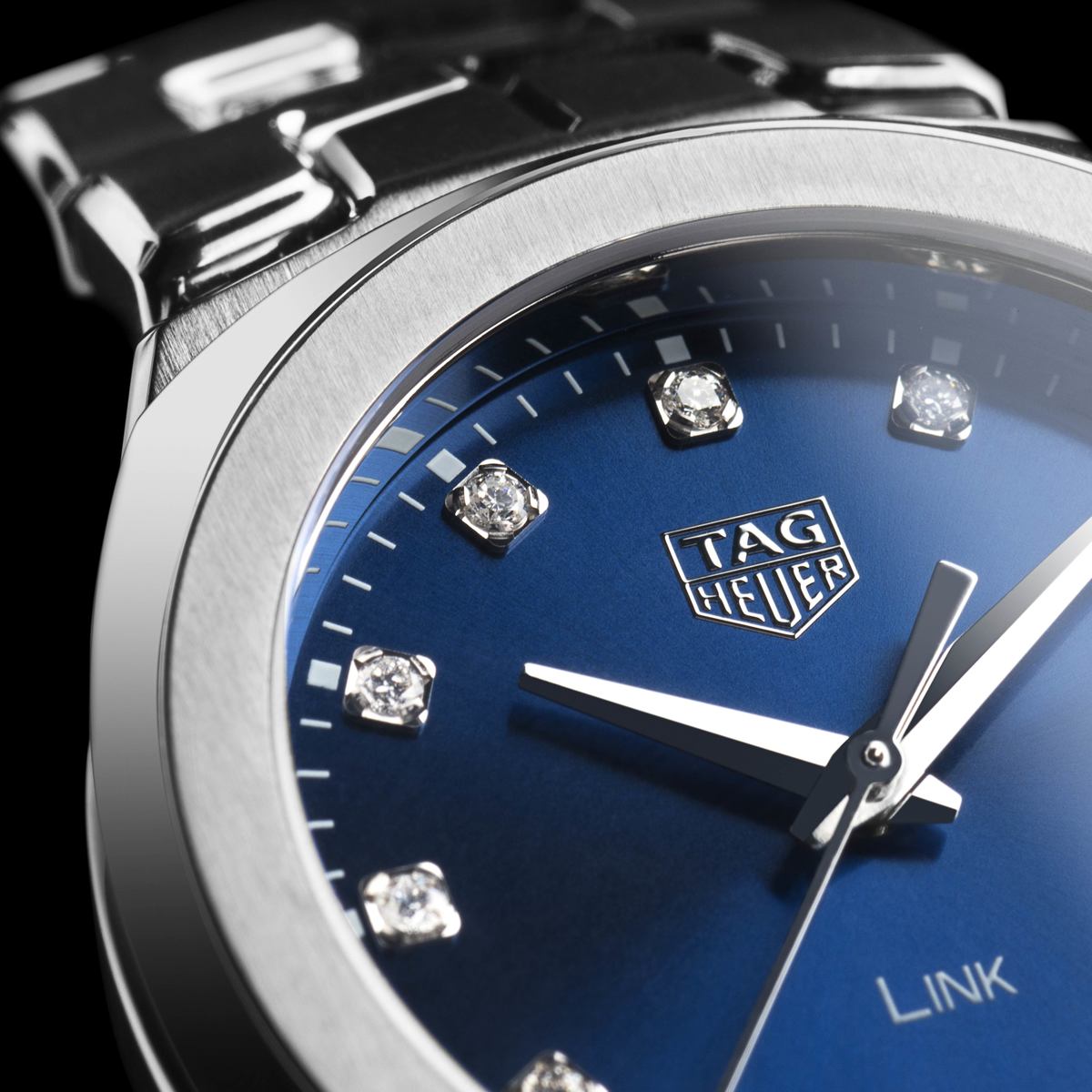 TAG Heuer Link Lady Blue Diamond Set Dial Stainless Steel Womens Quartz Watch WBC1318.BA0600