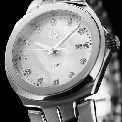 TAG Heuer Link Lady Mother of Pearl Diamond Set Dial Stainless Steel Womens Quartz Watch WBC1312.BA0600