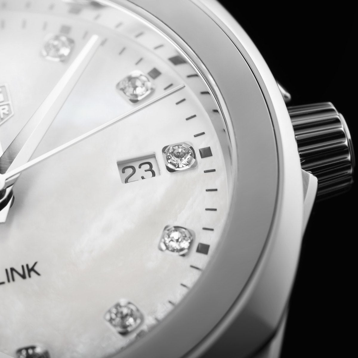 TAG Heuer Link Lady Mother of Pearl Diamond Set Dial Stainless Steel Womens Quartz Watch WBC1312.BA0600