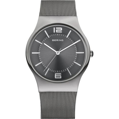 Bering Ceramic Collection Grey Dial Stainless Steel Mens Quartz Watch 32039-309