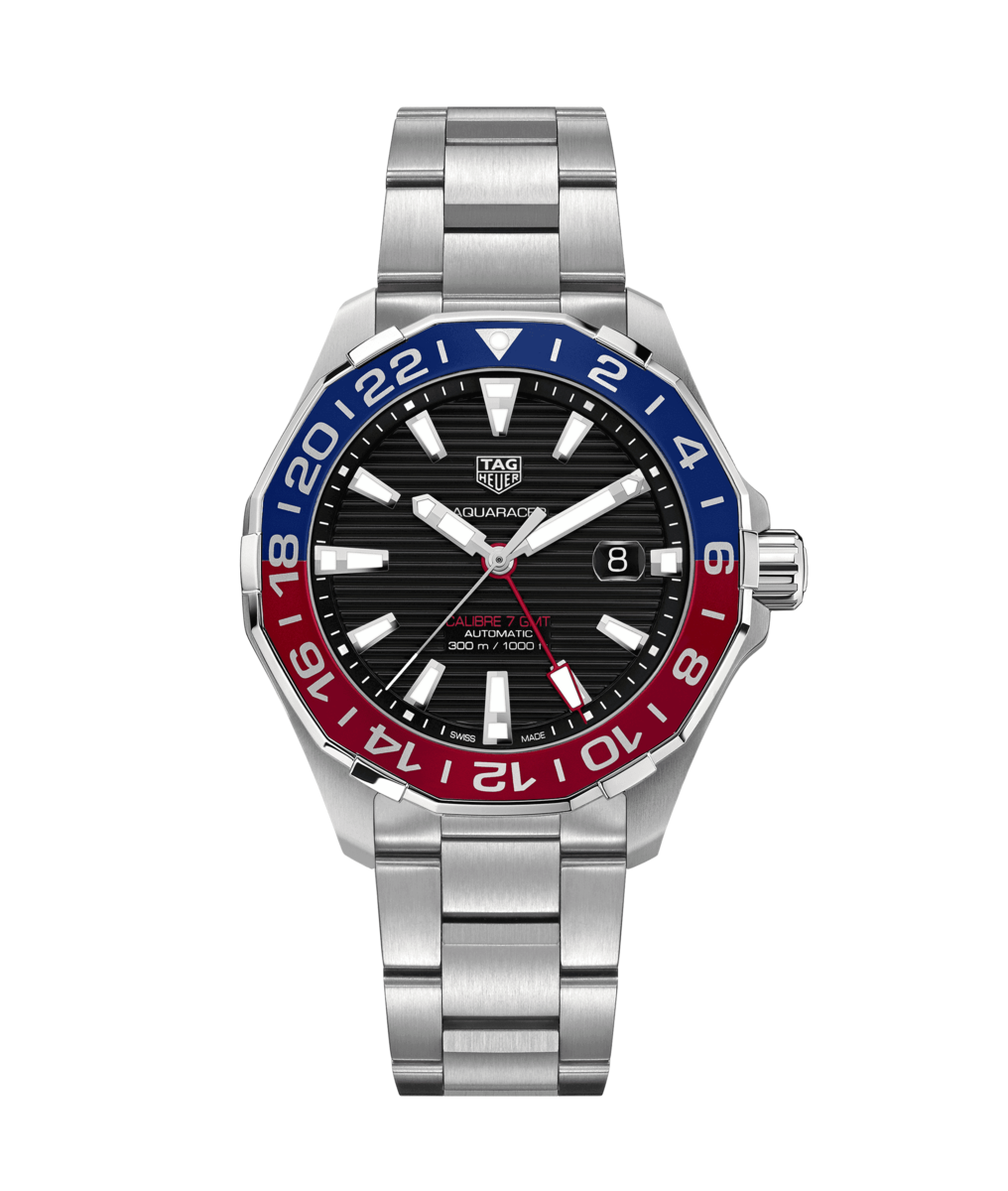TAG Heuer Aquaracer Black Dial Calibre 7 GMT Automatic Stainless Steel Mens Watch WAY201F.BA0927