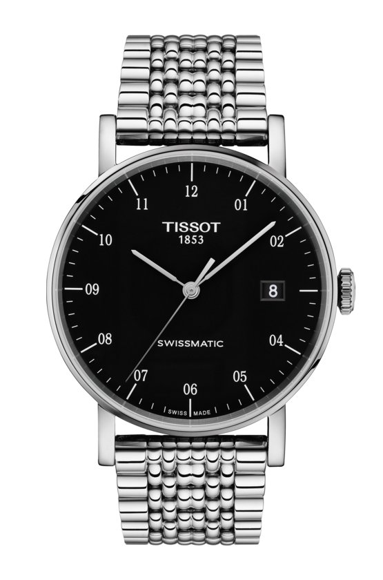 Tissot Everytime Swissmatic Black Dial Stainless Steel Mens Watch T1094071105200