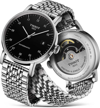 Tissot Everytime Swissmatic Black Dial Stainless Steel Mens Watch T1094071105200
