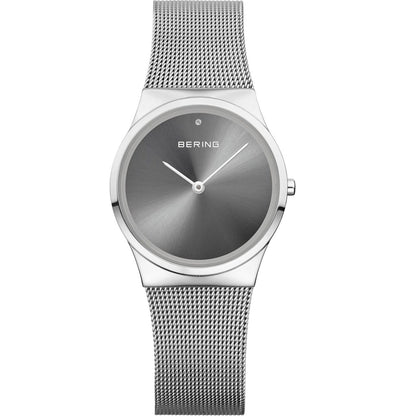 Bering Classic Collection Grey Dial Stainless Steel Womens Quartz Watch 12130-009