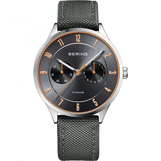 Bering Titanium Collection Grey Dial Mens Quartz Watch 11539-879
