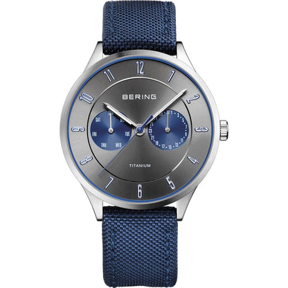 Bering Titanium Collection Grey & Blue Dial Mens Quartz Watch 11539-873