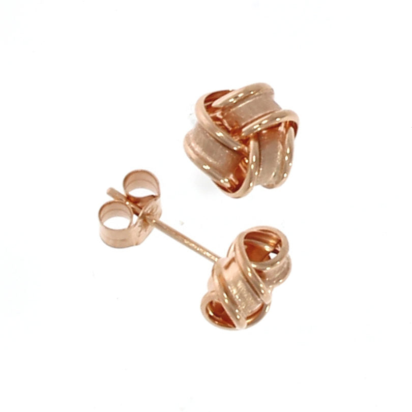 9ct Rose Gold Frosted Ribbon Knot Stud Earrings