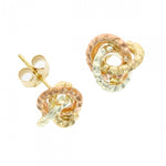 9ct 3 Colour Gold Textured Loop Knot Stud Earrings