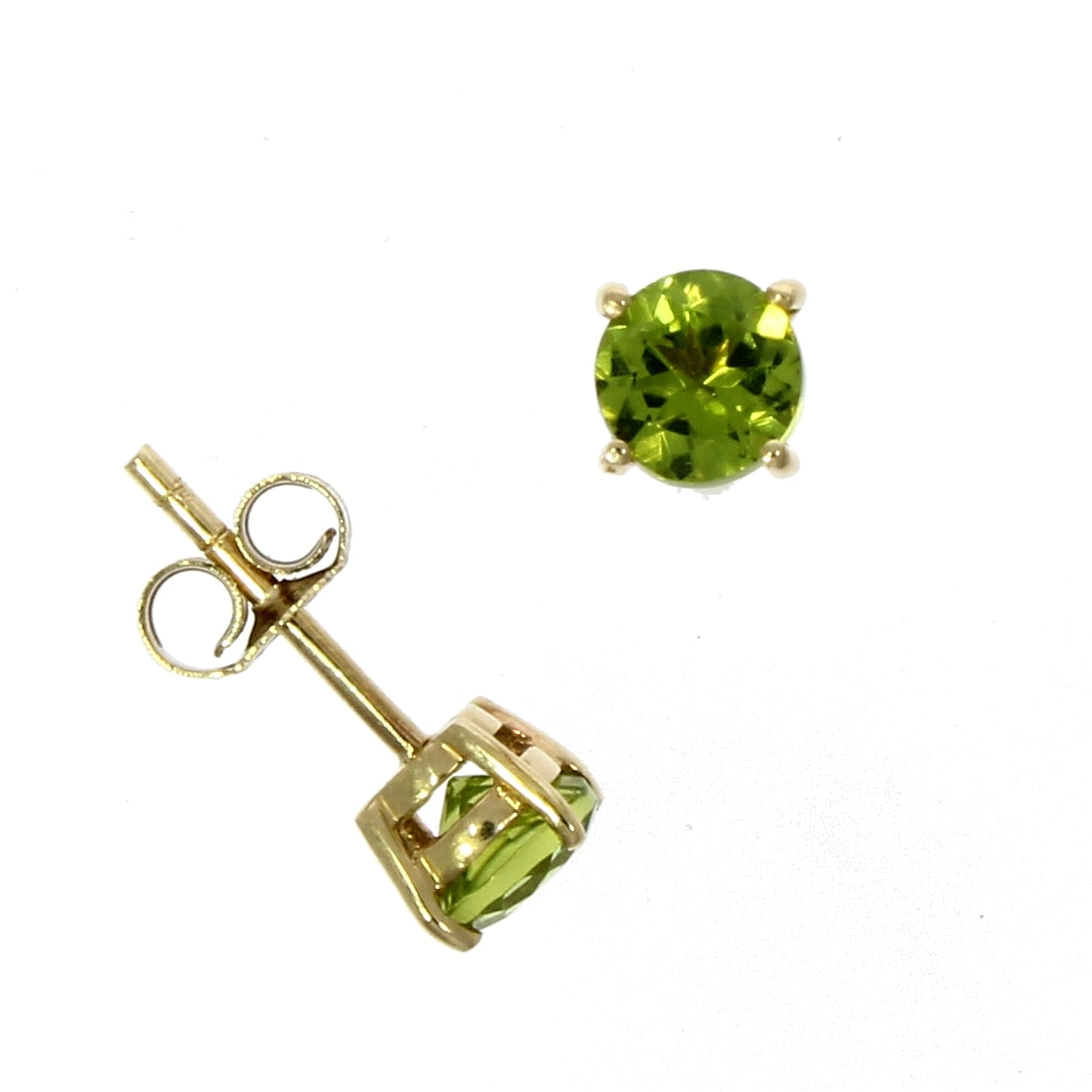 9ct Gold Round Peridot Claw Set Stud Earrings