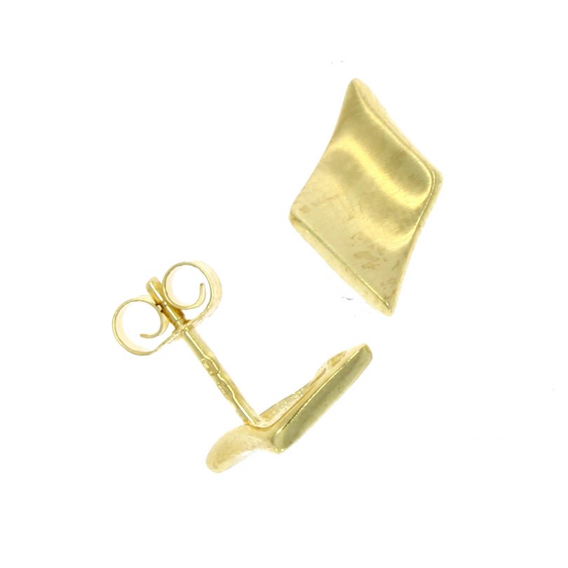 9ct Gold Frosted Concave Square Stud Earrings