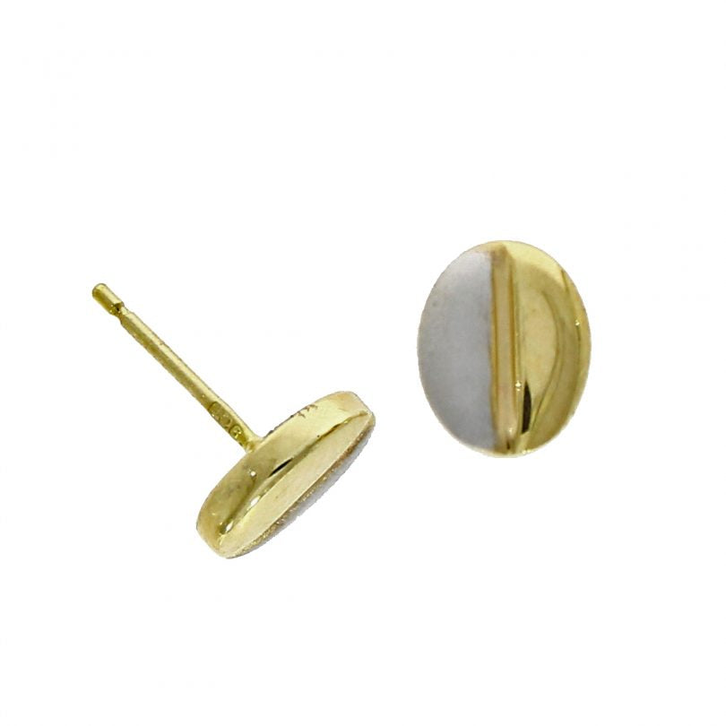 9ct Yellow & White Gold Coffee Bean Stud Earrings