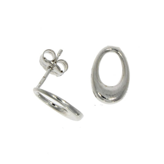 9ct White Gold Open Oval Stud Earrings