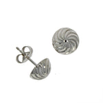 9ct White Gold Diamond Cut Dome Stud Earrings