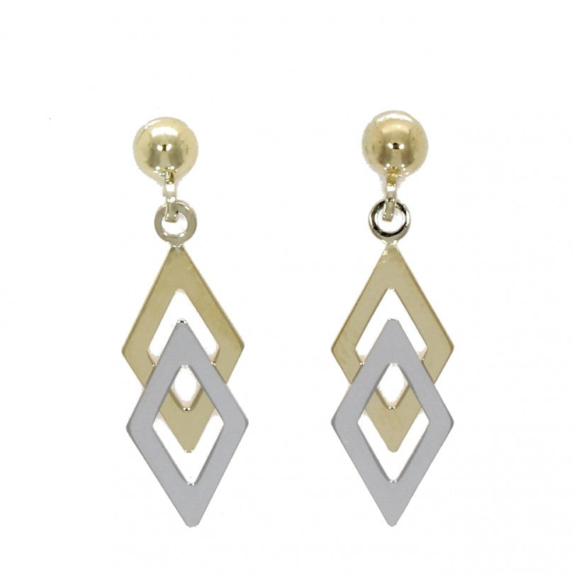 9ct Yellow & White Gold Double Kite Drop Earrings