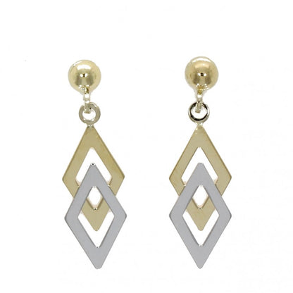 9ct Yellow & White Gold Double Kite Drop Earrings