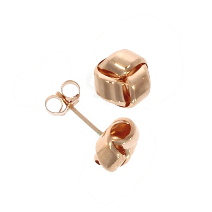 9ct Rose Gold Simple Polished Knot Stud Earrings