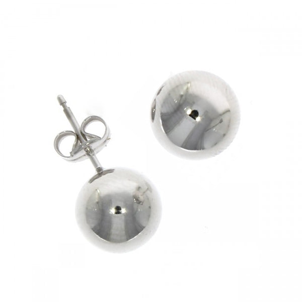 9ct White Gold Classic Ball Stud Earrings (9mm)