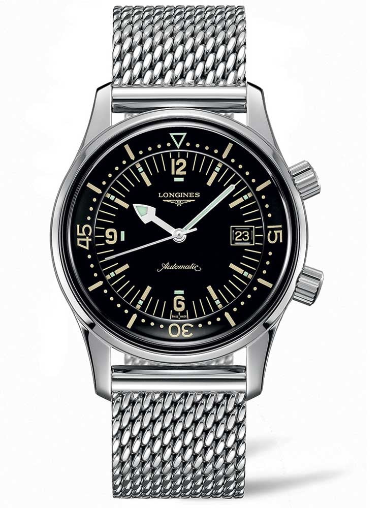 Longines Legend Diver Black Dial Stainless Steel Mens Watch L36744506