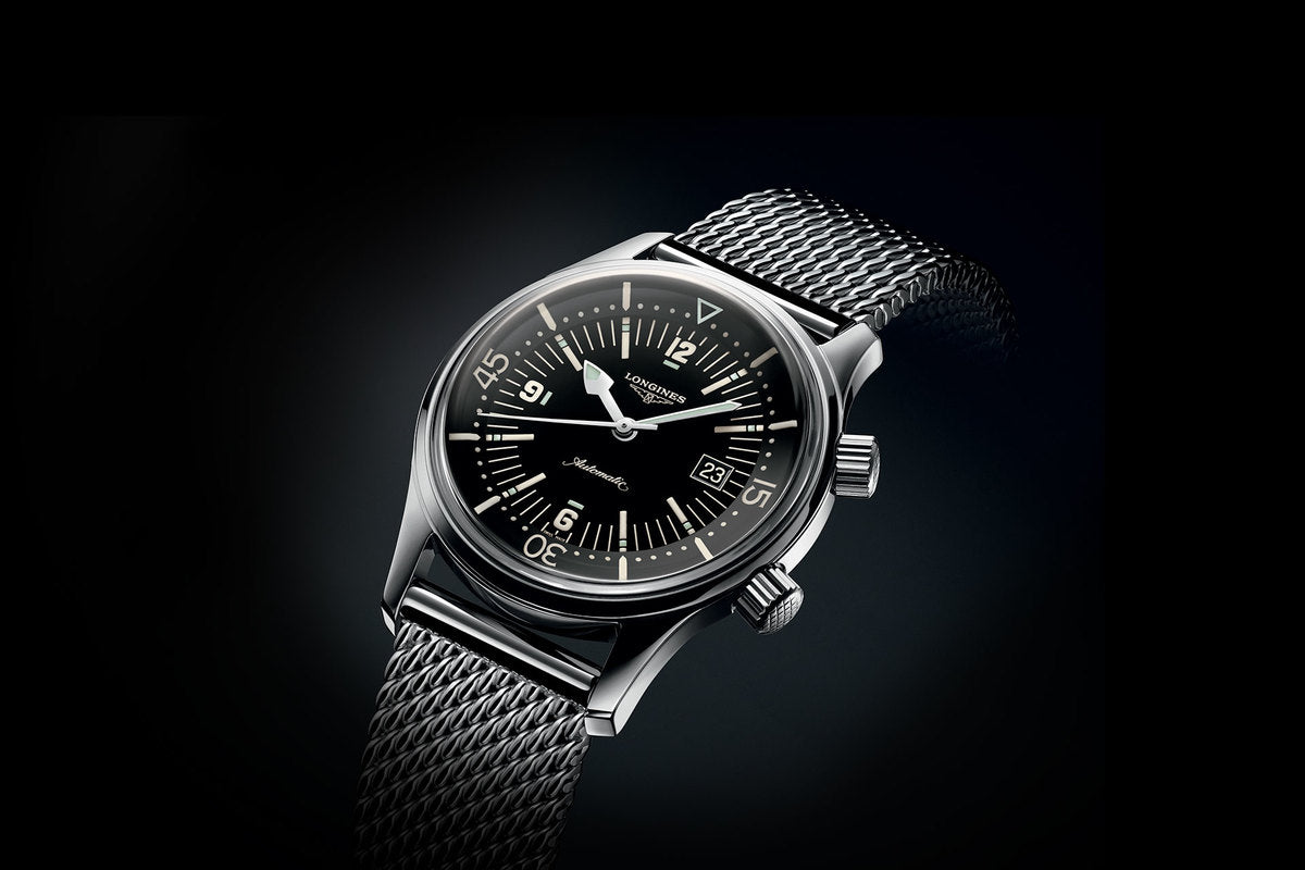 Longines Legend Diver Black Dial Stainless Steel Mens Watch L36744506