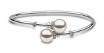 YOKO London 18ct White Gold Cultured Freshwater Pearl & Diamond Bangle