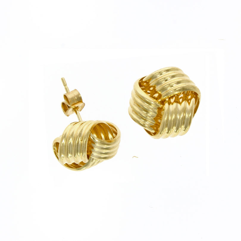 9ct Gold Large Ribbed Knot Stud Earrings