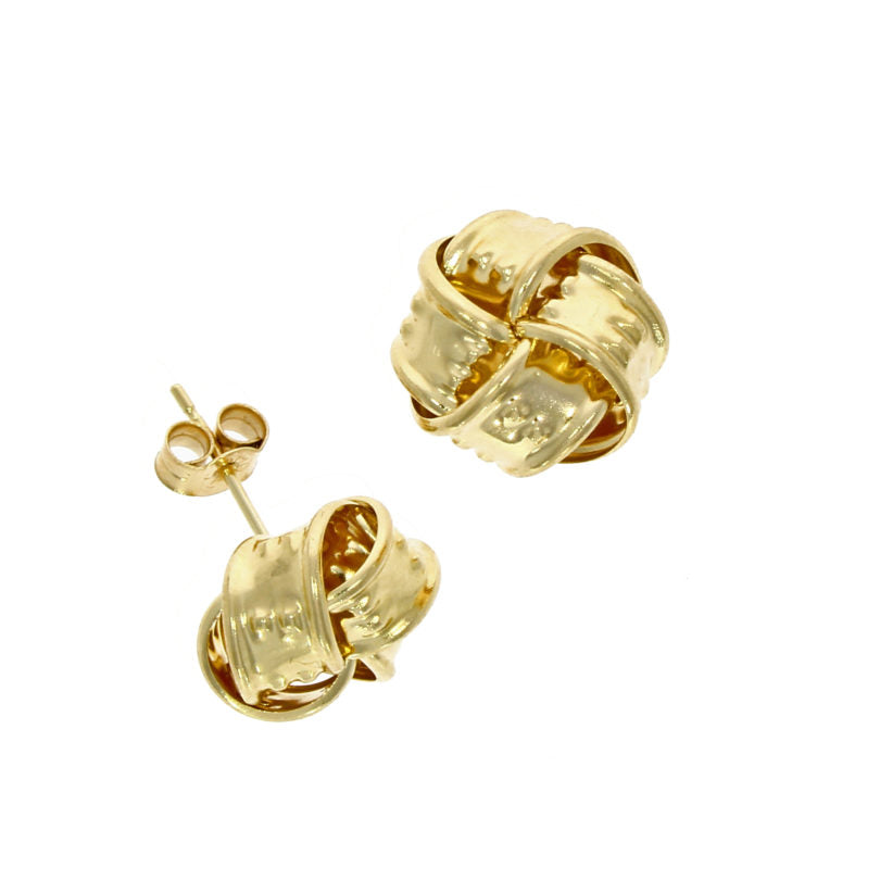 9ct Gold Large Ribbon Knot Stud Earrings