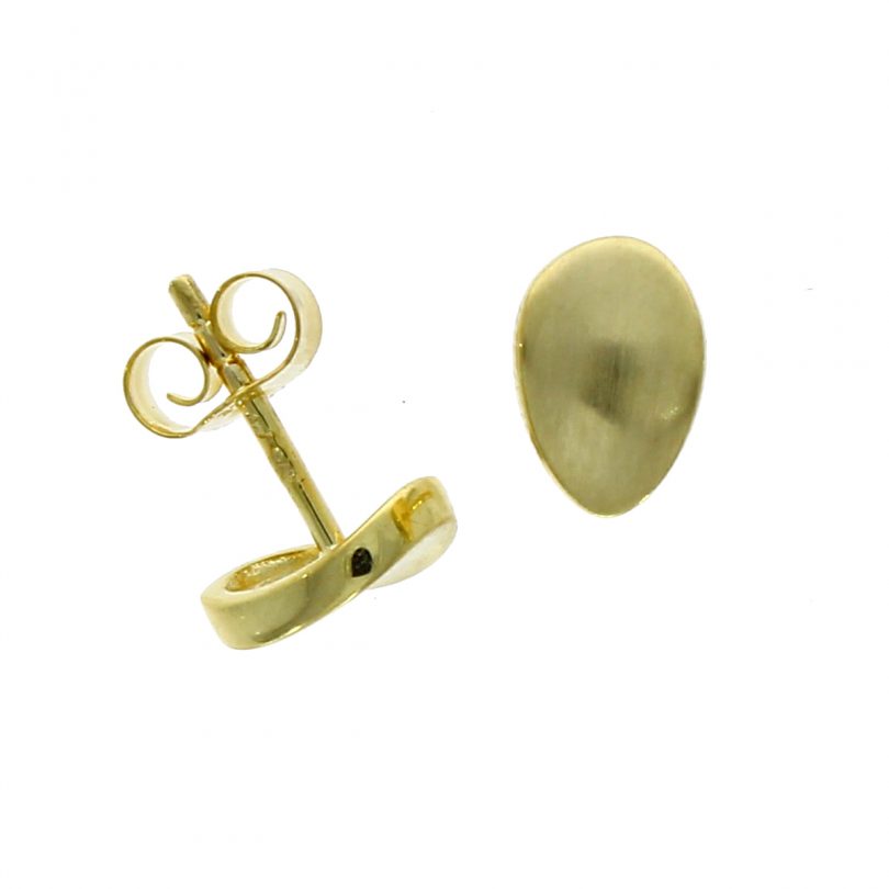 9ct Gold Satin Oval Stud Earrings