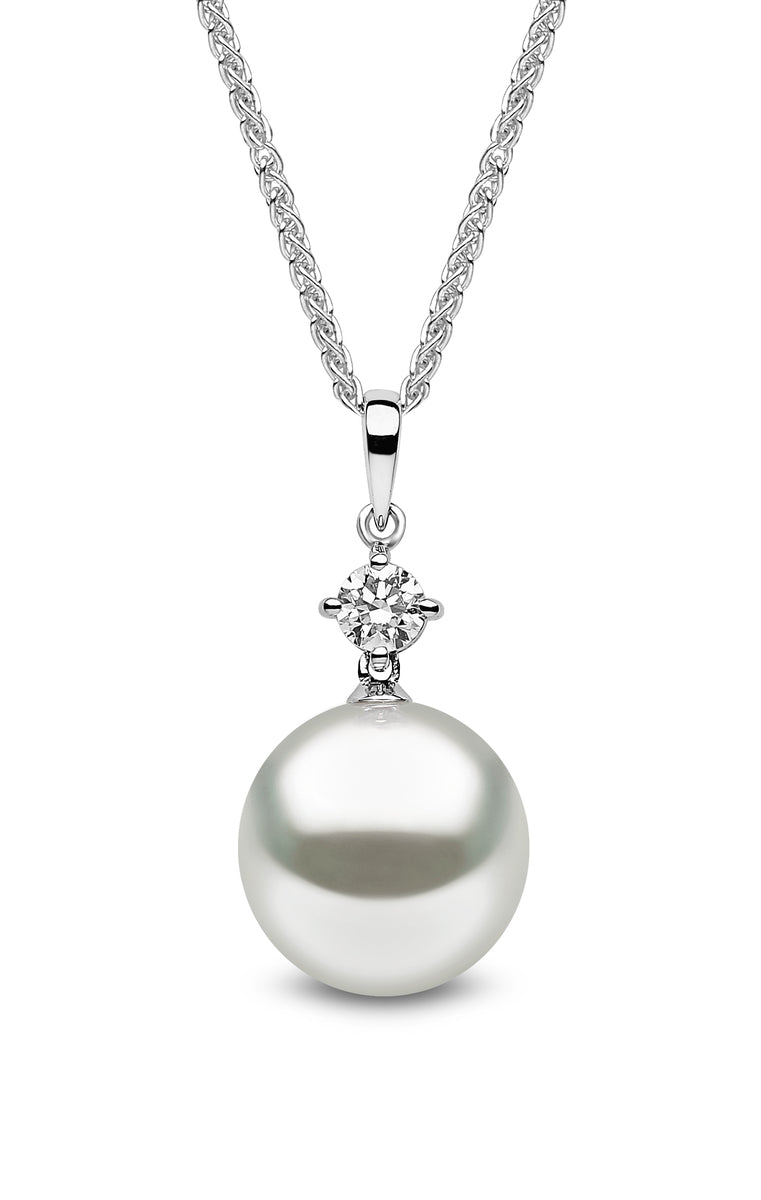YOKO London 18ct White Gold South Sea Pearl & Diamond Set Pendant Necklace