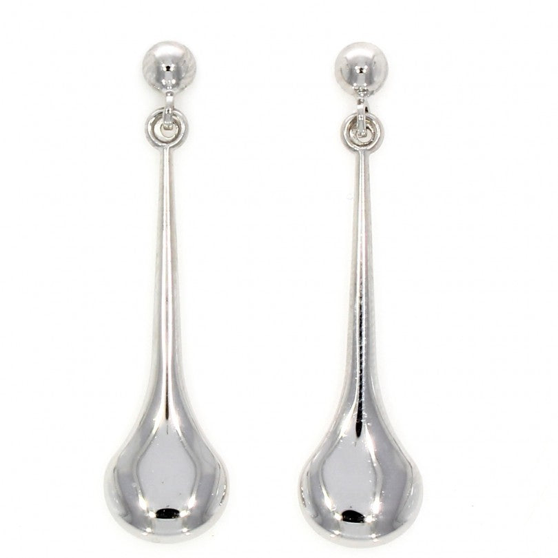 9ct White Gold Polished Long Tear Drop Earrings