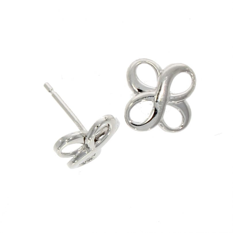 9ct White Gold Double Figure of Eight Stud Earrings