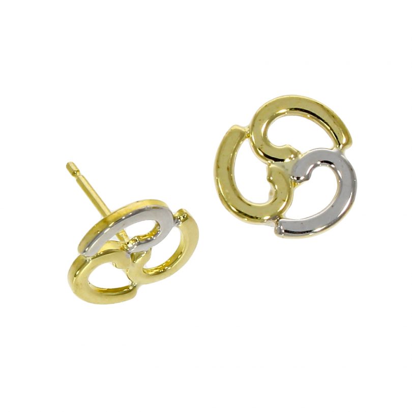 9ct Yellow & White Gold Swirl Stud Earrings