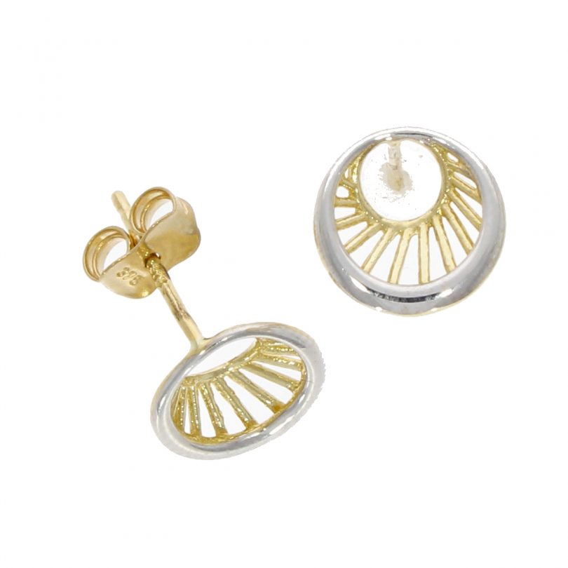9ct Yellow & White Gold Abstract Eye Stud Earrings
