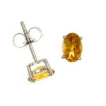 9ct White Gold Oval  Claw Set Stud Earrings
