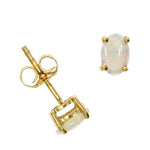9ct Gold Oval Opal Claw Set Stud Earrings