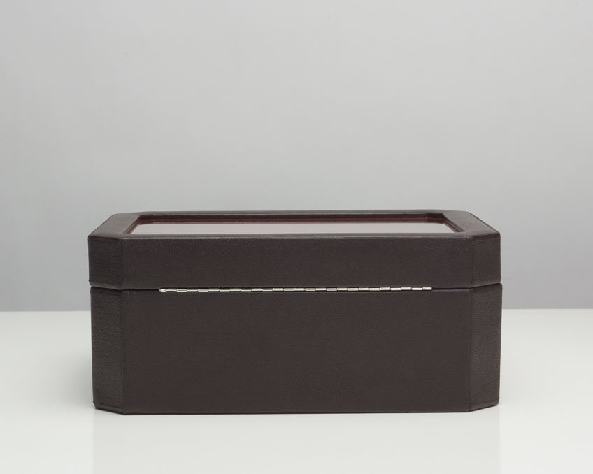 WOLF Windsor Brown 10 Piece Watch Storage Box with Drawer 458606