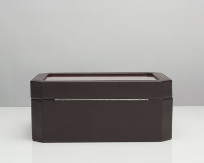WOLF Windsor Brown 10 Piece Watch Storage Box with Drawer 458606