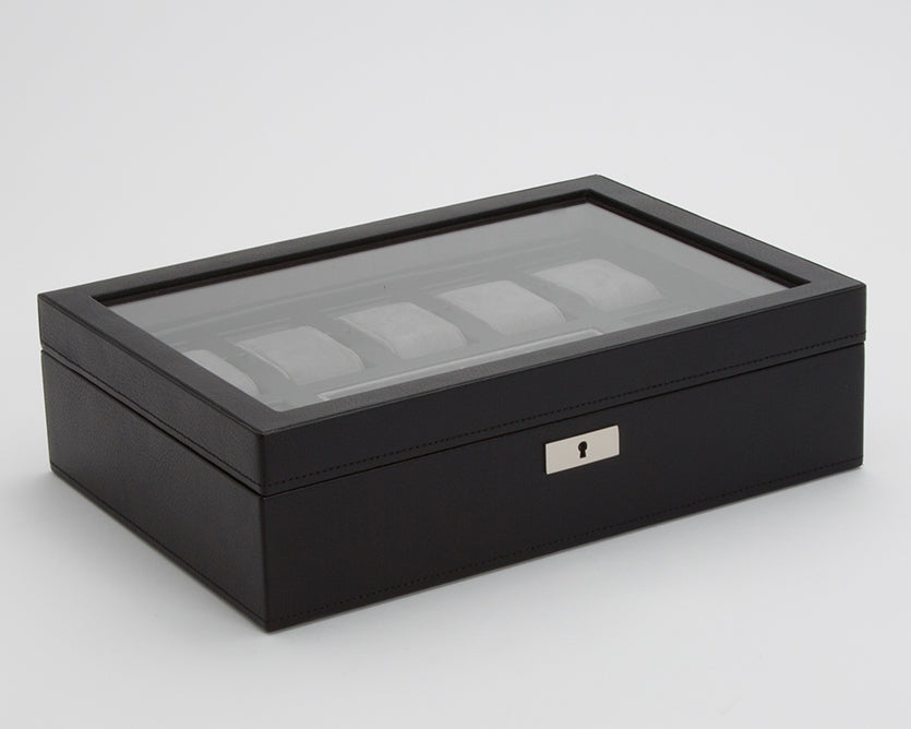 WOLF Howard Black 7 Piece Watch Storage Box with Tray 465203