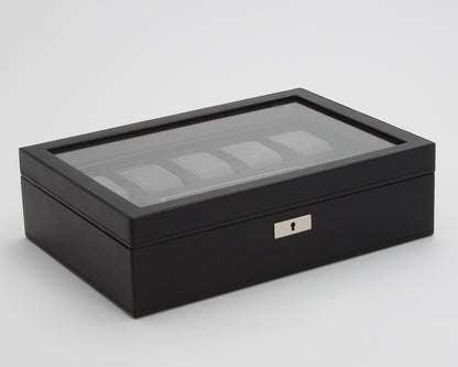 WOLF Howard Black 7 Piece Watch Storage Box with Tray 465203