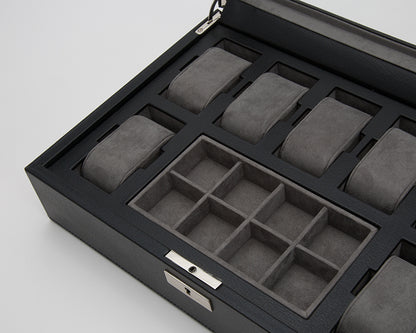 WOLF Howard Black 7 Piece Watch Storage Box with Tray 465203