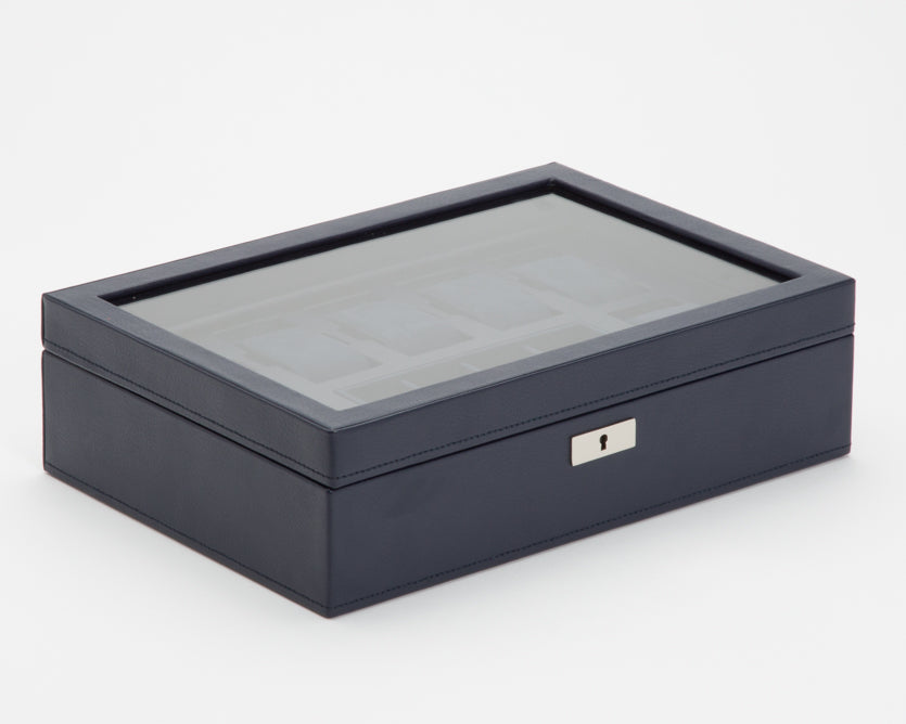 WOLF Howard Navy 7 Piece Watch Storage Box with Tray 465217