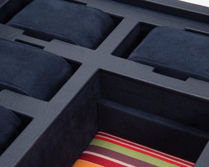 WOLF Howard Navy 7 Piece Watch Storage Box with Tray 465217