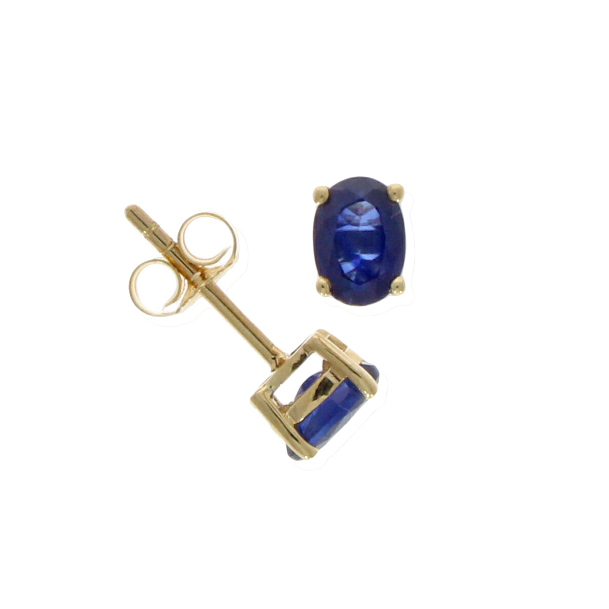 9ct Gold Oval Sapphire Claw Set Stud Earrings