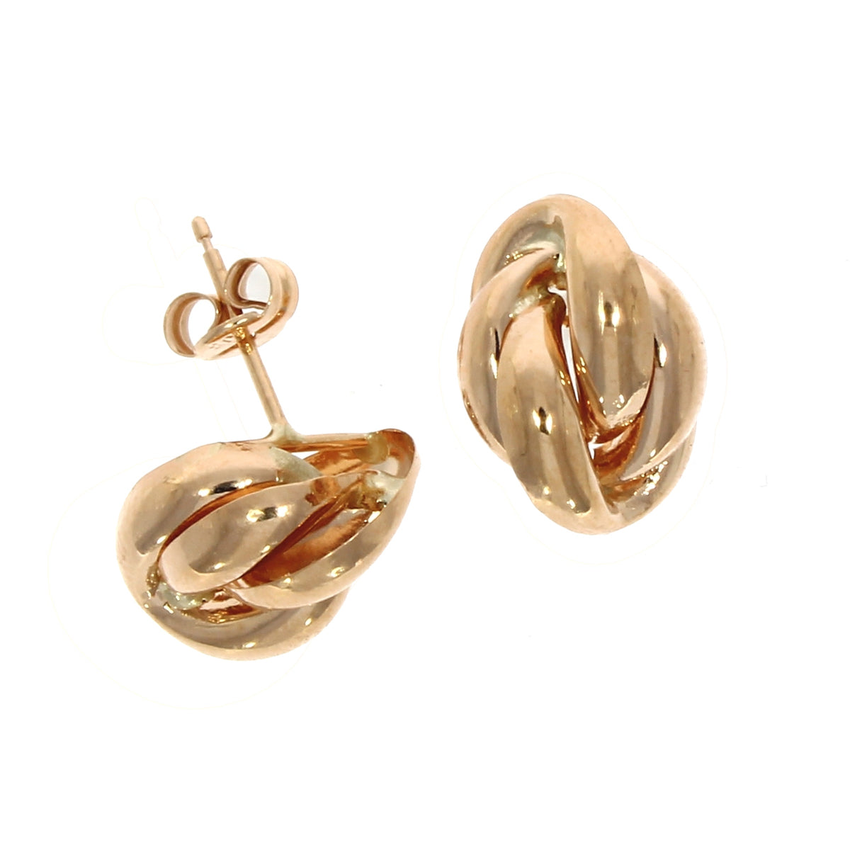 9ct Rose Gold Oval Polished Knot Stud Earrings