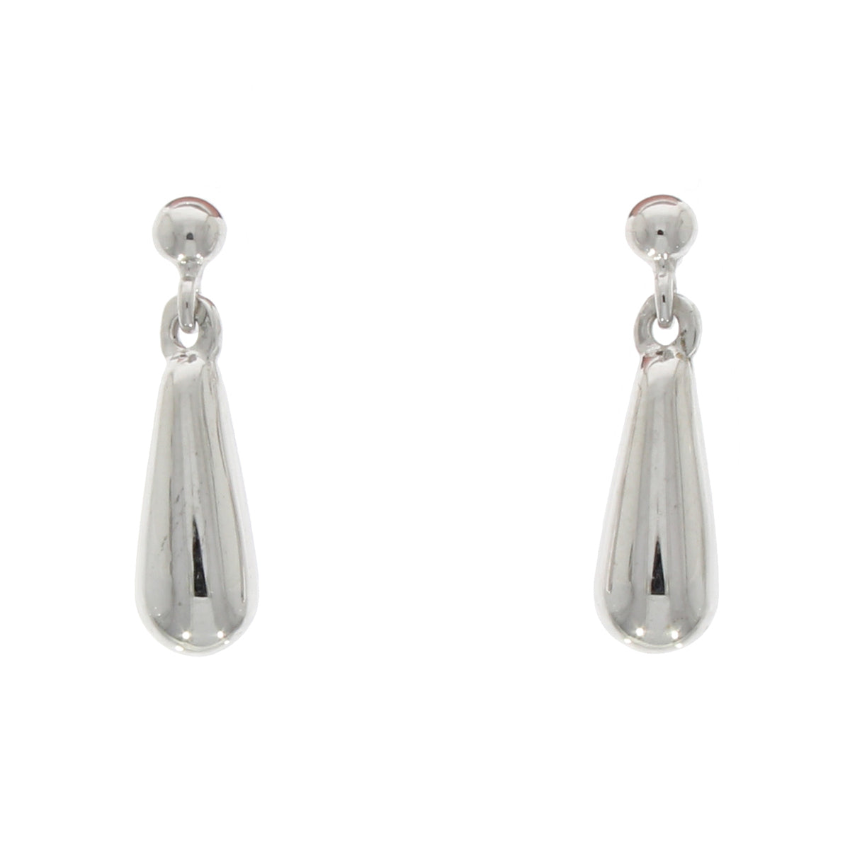 9ct White Gold Polished Short Tear Drop Earrings