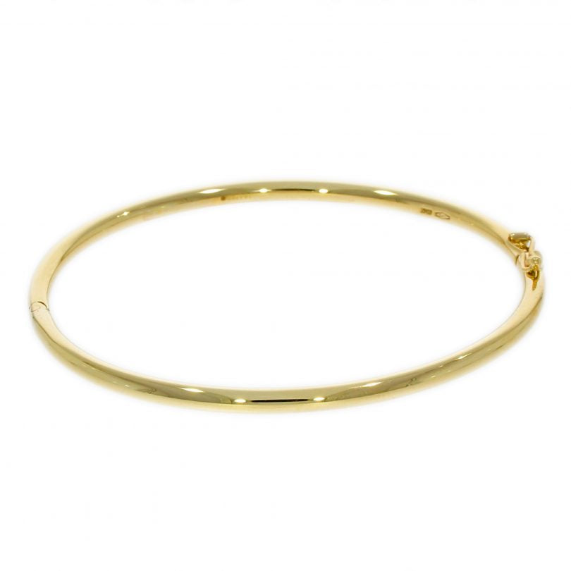 9ct Gold Oval Hinged Solid Bangle