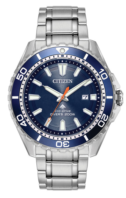 Citizen Eco-Drive Promaster Diver Blue Dial Stainless Steel Mens Watch BN0191-55L