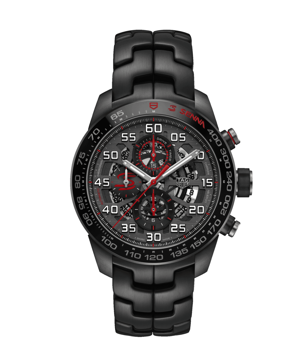 TAG Heuer Carrera Calibre HEUER 01 Automatic Black Stainless Steel Ayrton Senna Special Edition Mens Chronograph Watch CAR2A1L.BA0688
