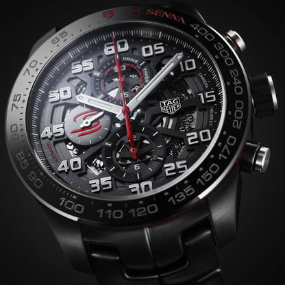 TAG Heuer Carrera Calibre HEUER 01 Automatic Black Stainless Steel Ayrton Senna Special Edition Mens Chronograph Watch CAR2A1L.BA0688