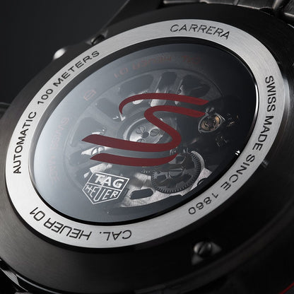 TAG Heuer Carrera Calibre HEUER 01 Automatic Black Stainless Steel Ayrton Senna Special Edition Mens Chronograph Watch CAR2A1L.BA0688