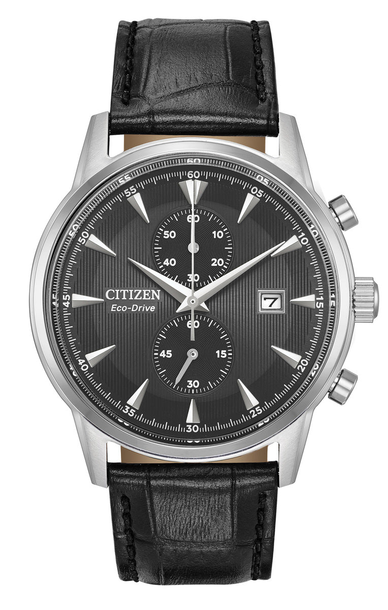 Citizen Eco-Drive Corso Black Dial Stainless Steel Mens Chronograph Watch CA7000-04H